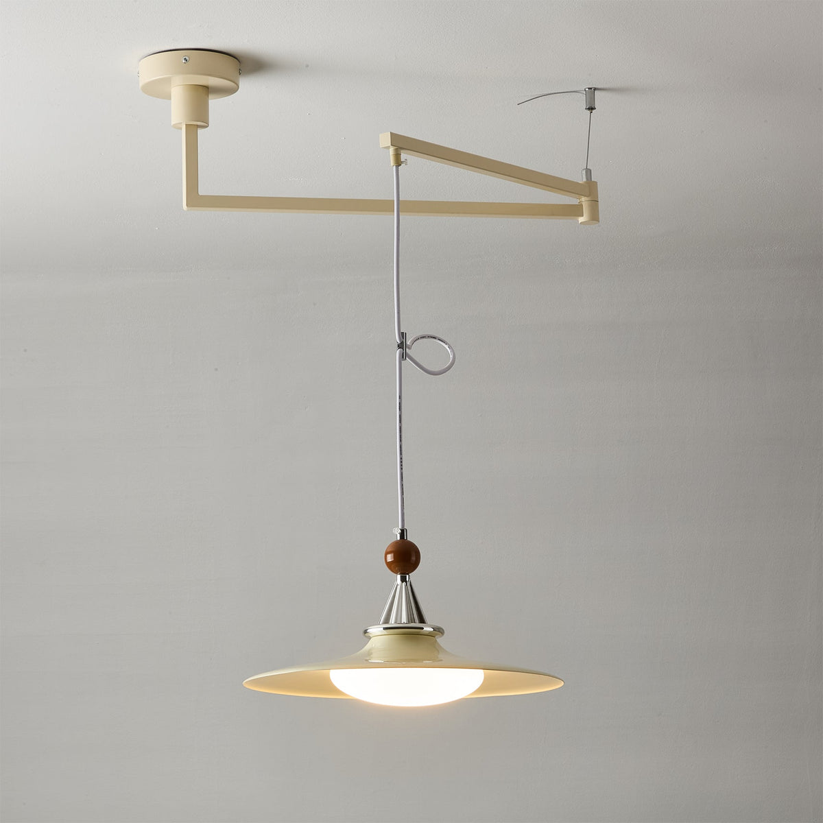 Dimensions diagram for the Eden Swing Arm Pendant Light.