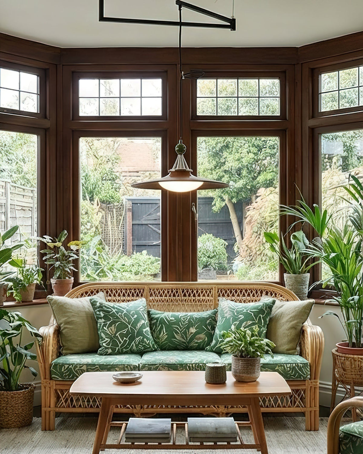 The pendant light shown from a side angle, highlighting the swing arm.