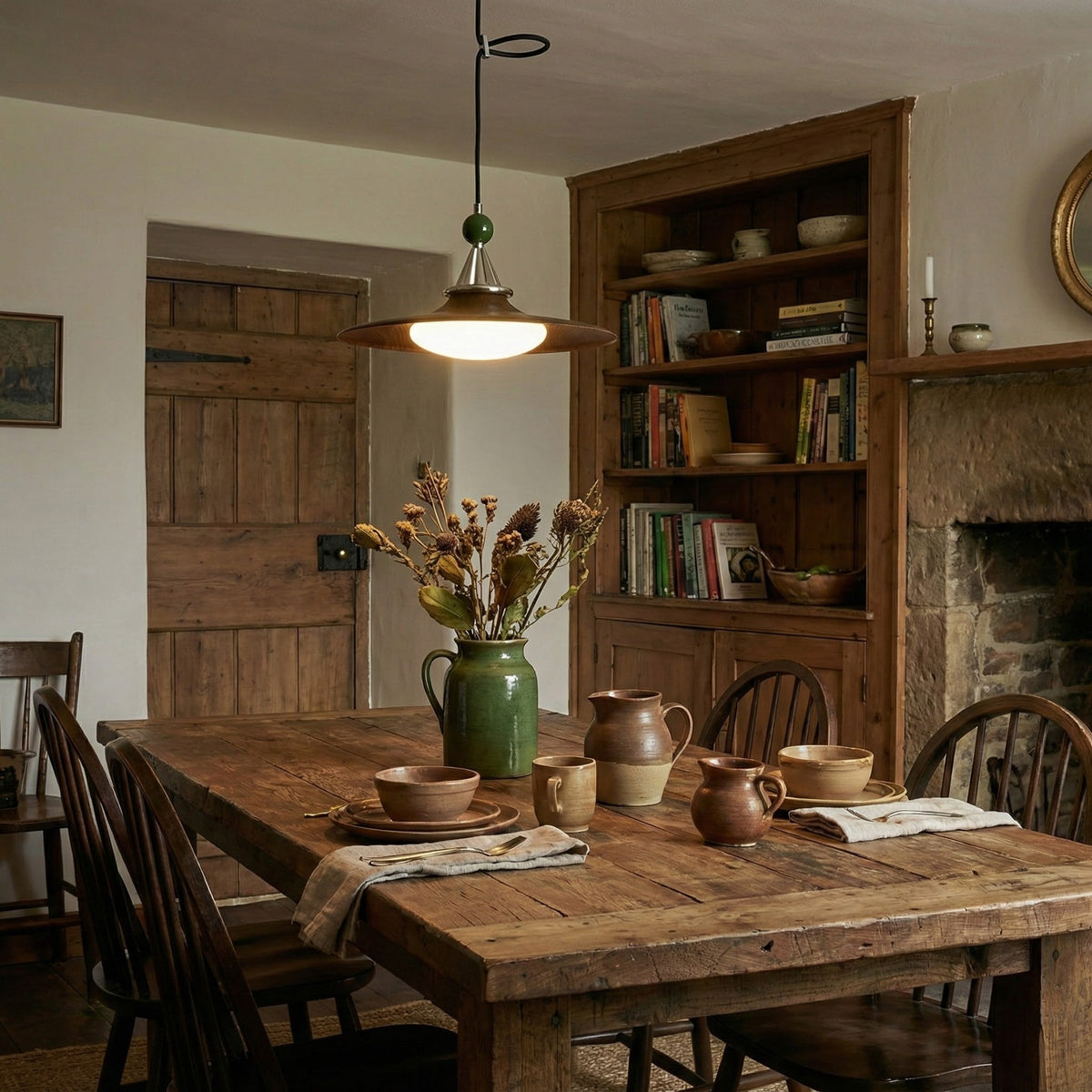 Eden Swing Arm Pendant Light in Cream finish.
