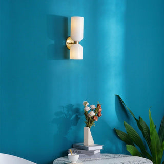 Arisha Double Tête LED Applique Blanc Bleu Métal Verre Chambre à Coucher