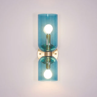 Arisha Double Tête LED Applique Blanc Bleu Métal Verre Chambre à Coucher