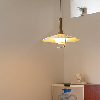 Mydorisra Traditionnel Classique Tissu Bois Pendentif Lampe