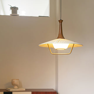 Mydorisra Traditionnel Classique Tissu Bois Pendentif Lampe