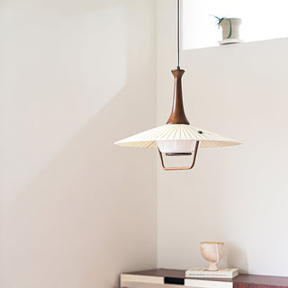 Mydorisra Traditionnel Classique Tissu Bois Pendentif Lampe
