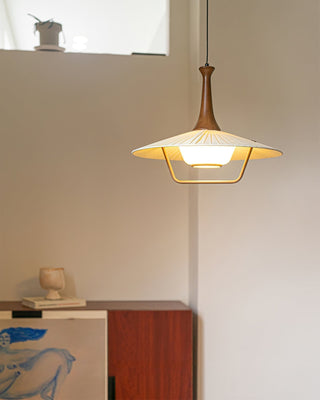 Mydorisra Traditionnel Classique Tissu Bois Pendentif Lampe