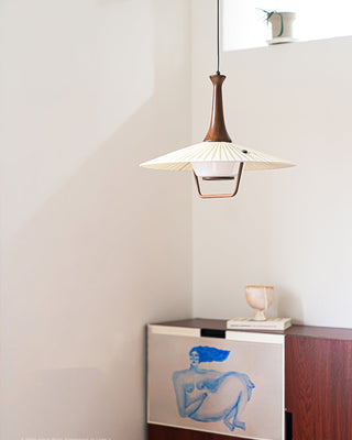 Mydorisra Traditionnel Classique Tissu Bois Pendentif Lampe