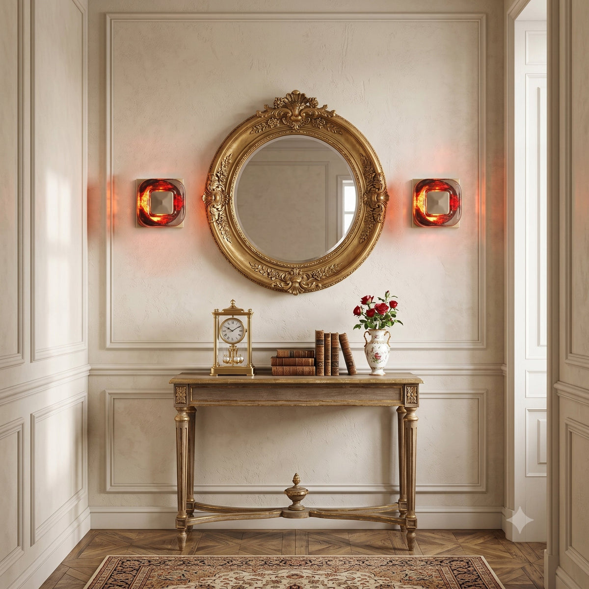 Angled view of the Eisner Red Wall Sconce.