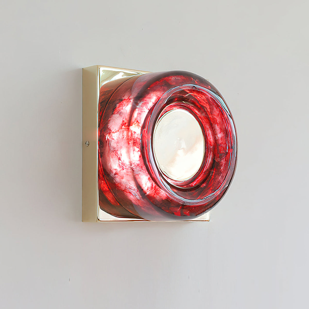Eisner Red Wall Sconce, illuminated.
