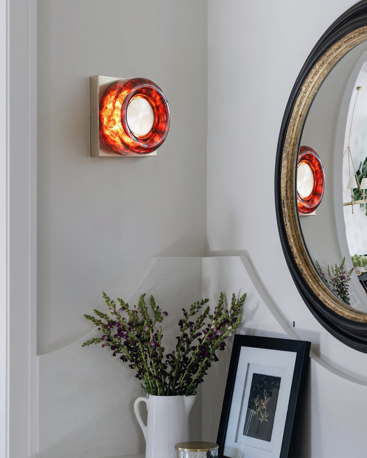 Comparison of the Red, Gold, and Satin Nickel Eisner Wall Sconces.