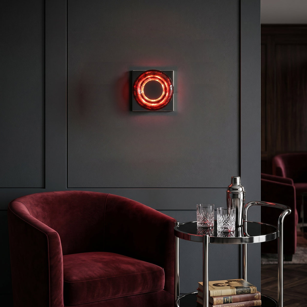 Detail shot of the integrated LED light source on the Eisner Sconce.