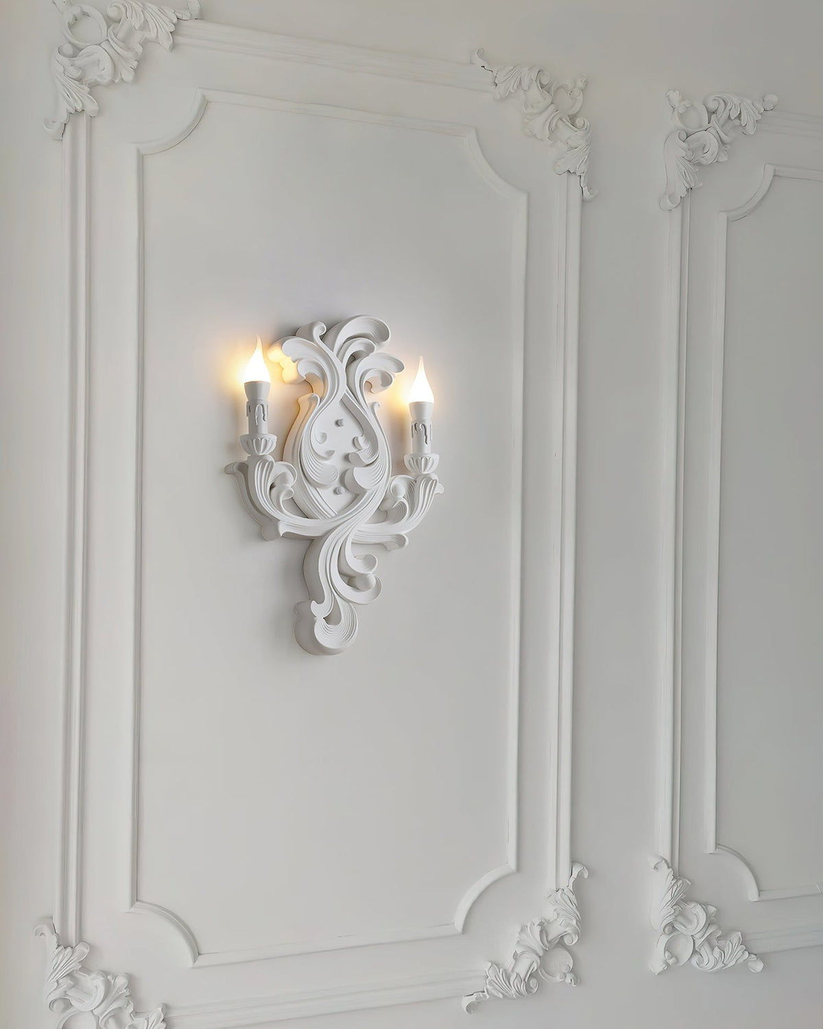 Wall Lamp Sculptural Plaster Candle Arms-Neutral Decor