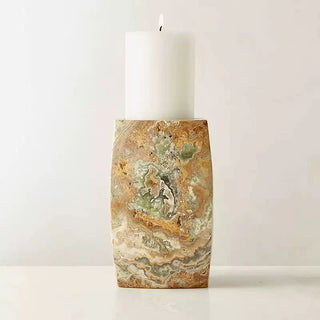 Elara Agate Candle Holder-Neutral Decor
