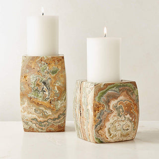 Elara Agate Candle Holder-Neutral Decor