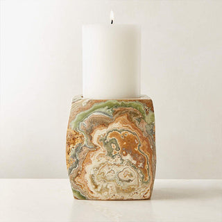 Elara Agate Candle Holder-Neutral Decor