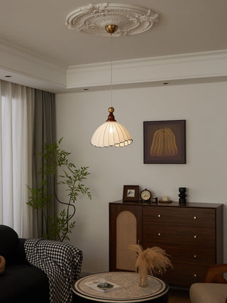 Thalira Suspension Élégante en Bois et Tissu
