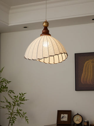 Thalira Suspension Élégante en Bois et Tissu