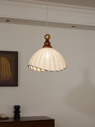 Thalira Suspension Élégante en Bois et Tissu