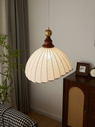 Thalira Suspension Élégante en Bois et Tissu