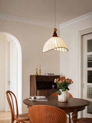 Thalira Suspension Élégante en Bois et Tissu