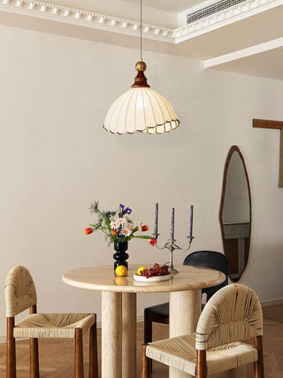Thalira Suspension Élégante en Bois et Tissu
