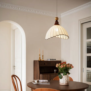 Thalira Suspension Élégante en Bois et Tissu