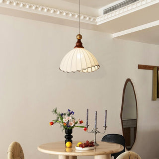 Thalira Suspension Élégante en Bois et Tissu