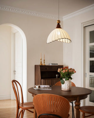 Thalira Suspension Élégante en Bois et Tissu