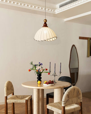 Thalira Suspension Élégante en Bois et Tissu