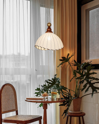 Thalira Suspension Élégante en Bois et Tissu
