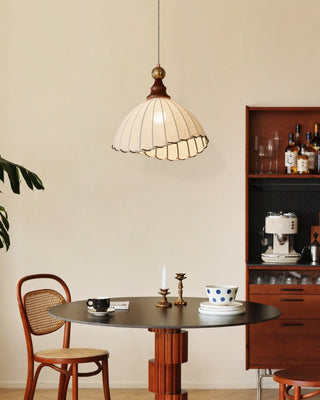 Thalira Suspension Élégante en Bois et Tissu
