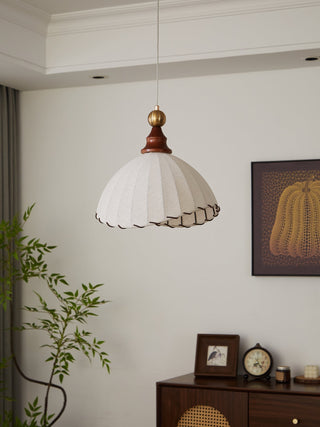 Thalira Suspension Élégante en Bois et Tissu