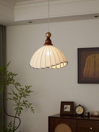 Thalira Suspension Élégante en Bois et Tissu