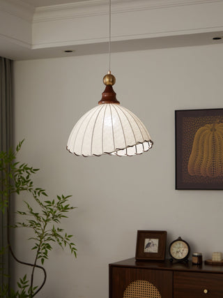 Thalira Suspension Élégante en Bois et Tissu