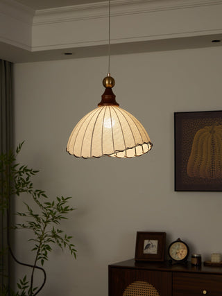 Thalira Suspension Élégante en Bois et Tissu