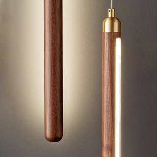 Kyoto Noyer Laiton Linéaire Suspension Lumière