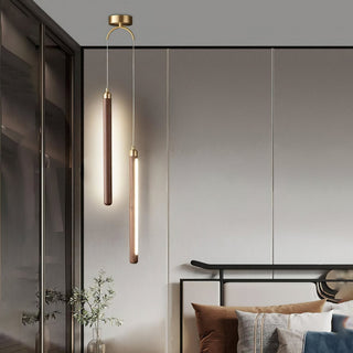Kyoto Noyer Laiton Linéaire Suspension Lumière