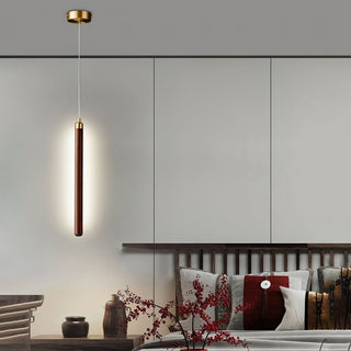 Kyoto Noyer Laiton Linéaire Suspension Lumière