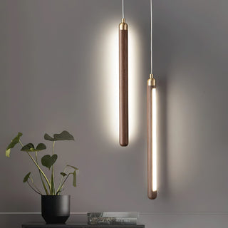 Kyoto Noyer Laiton Linéaire Suspension Lumière
