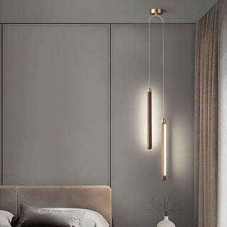 Kyoto Noyer Laiton Linéaire Suspension Lumière