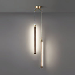 Kyoto Noyer Laiton Linéaire Suspension Lumière