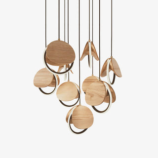 Avvelen Géométrique Bois Pendentif Lumière