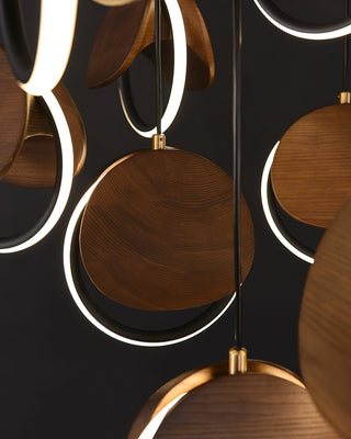 Avvelen Géométrique Bois Pendentif Lumière