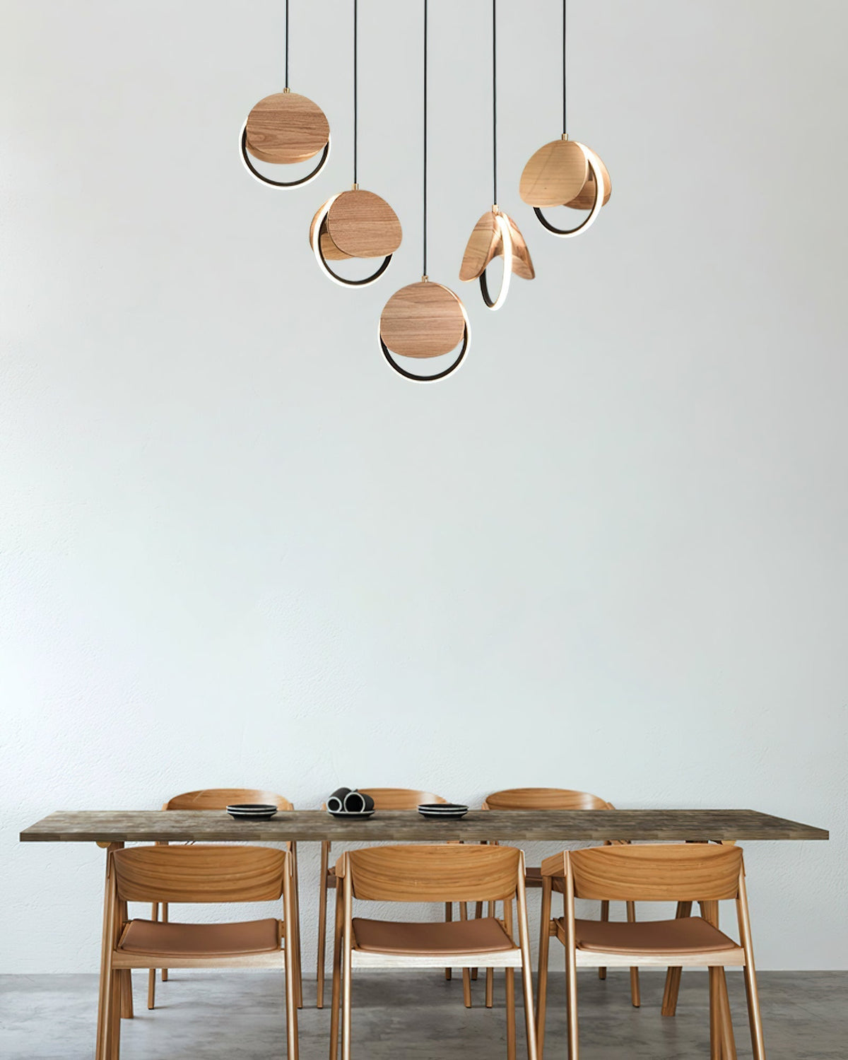 Avvelen Géométrique Bois Pendentif Lumière