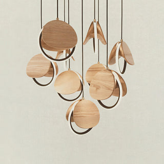 Avvelen Géométrique Bois Pendentif Lumière