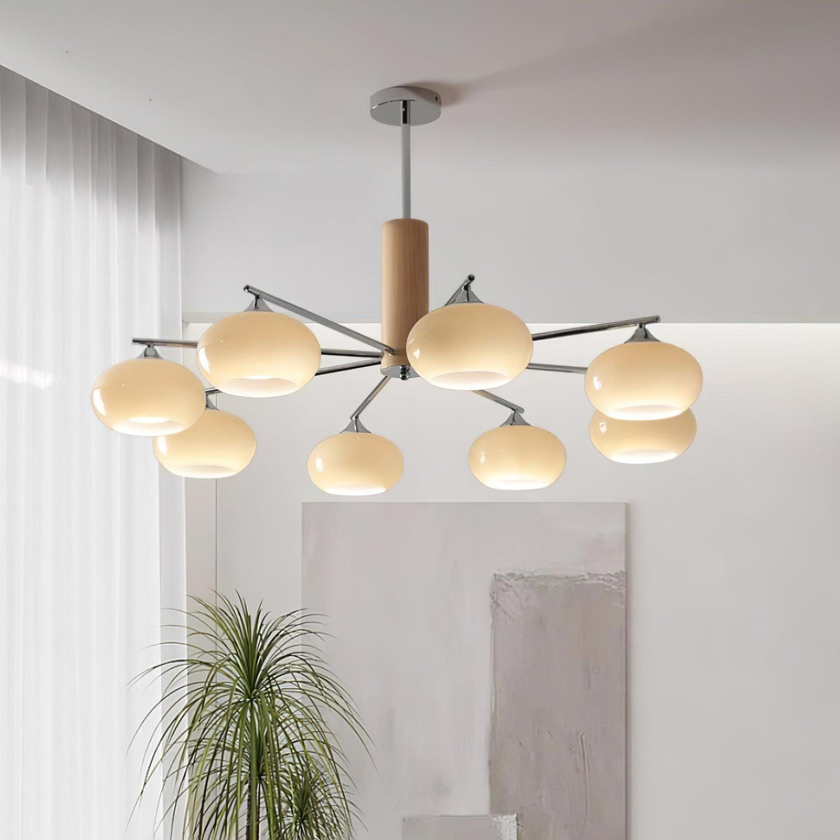 Joreon Lustre en Verre Persimmon Mid-Century 8 Lumières