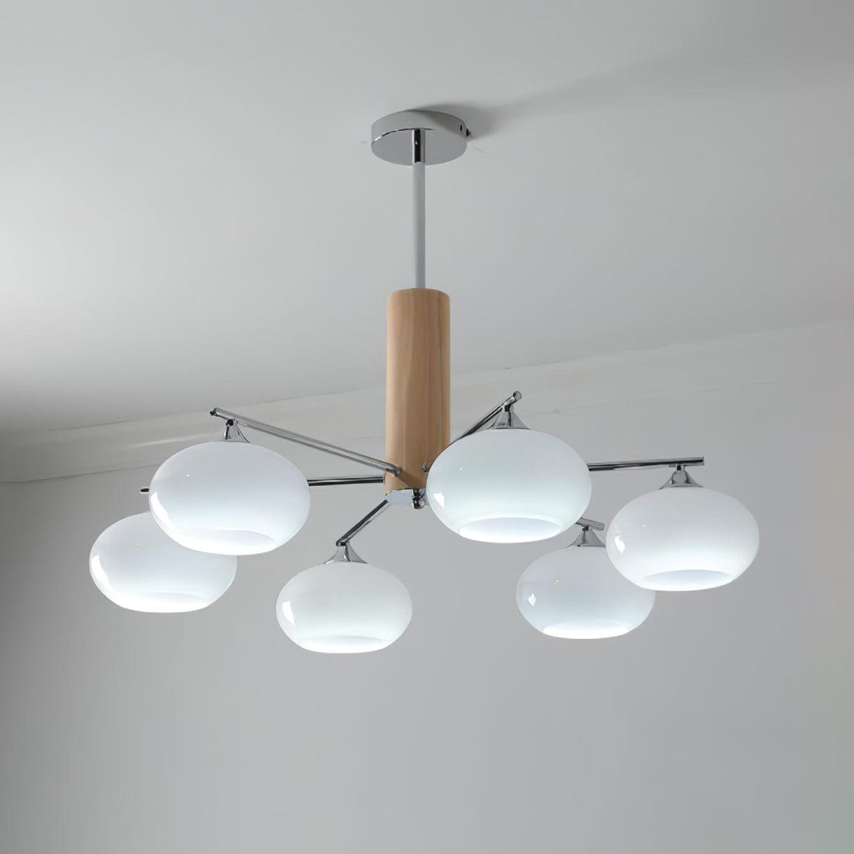 Joreon Lustre en Verre Persimmon Mid-Century 8 Lumières