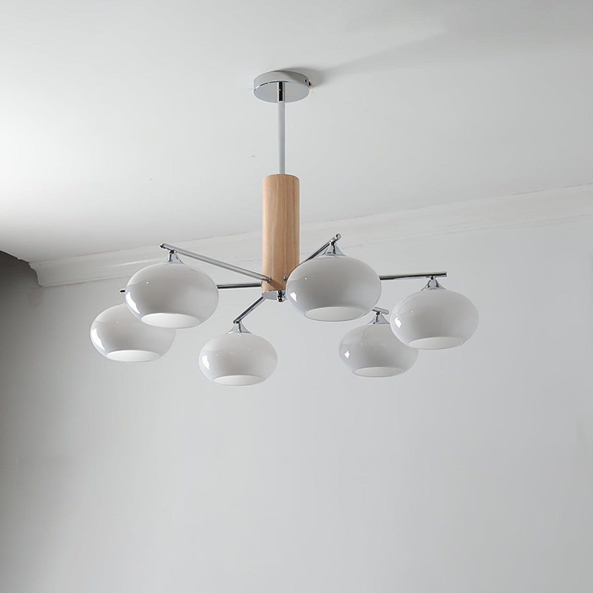 Joreon Lustre en Verre Persimmon Mid-Century 8 Lumières