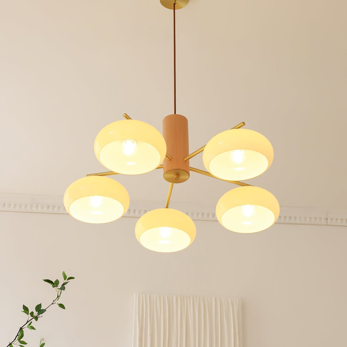 Nova Lustre Métal Verre Kaki Naturel Salon