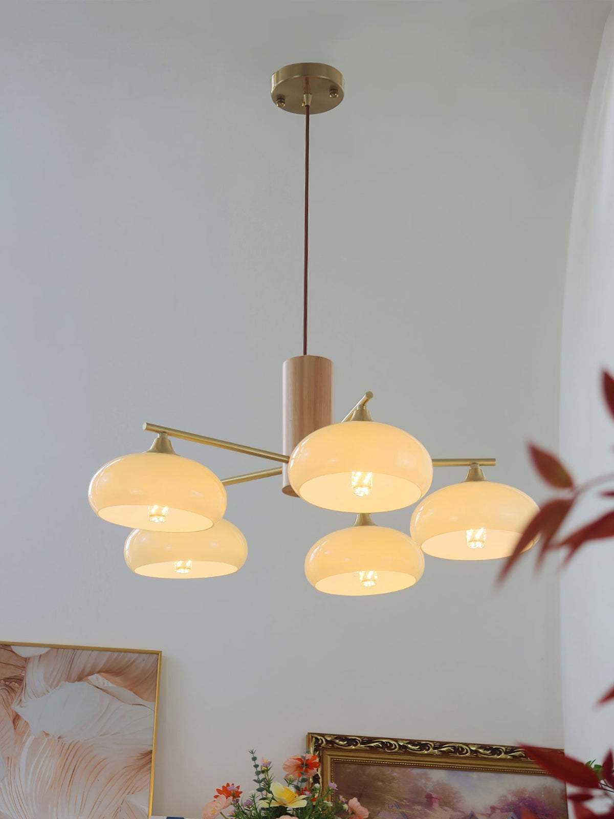 Nova Lustre Métal Verre Kaki Naturel Salon