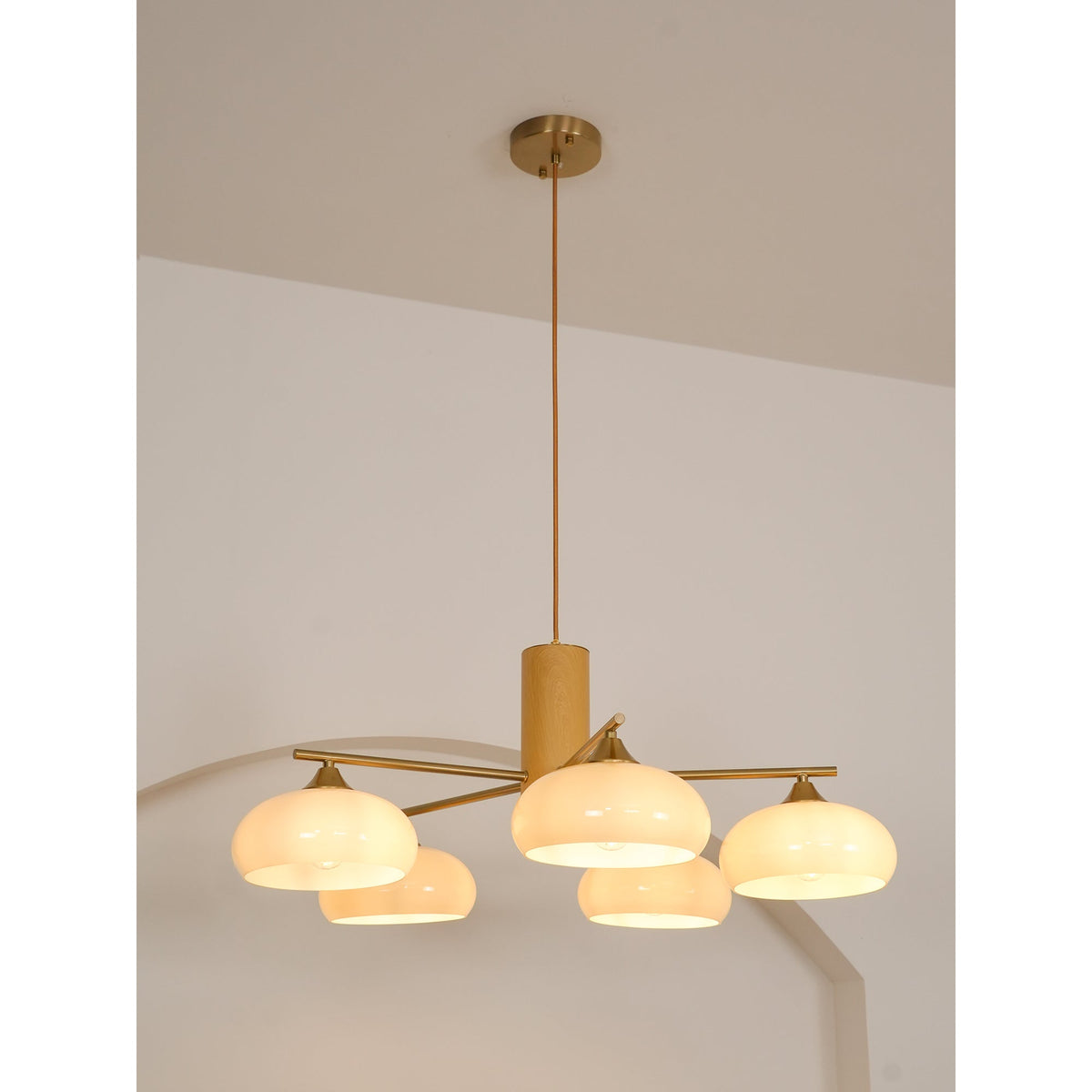 Nova Lustre Métal Verre Kaki Naturel Salon